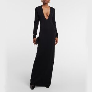 NILI LOTAN Iffet Plunging V-Neckline Jersey Knitted Maxi Dress